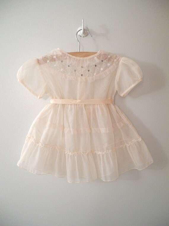 1950's Pale Pink Chiffon Sparkle Dress