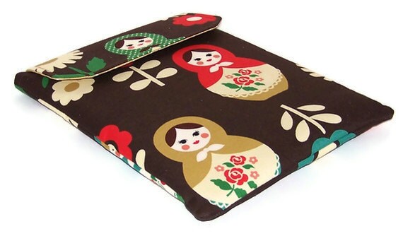 Ipad Sleeve Matryoshka Dolls on Brown by WhimsyWooDesigns on Etsy