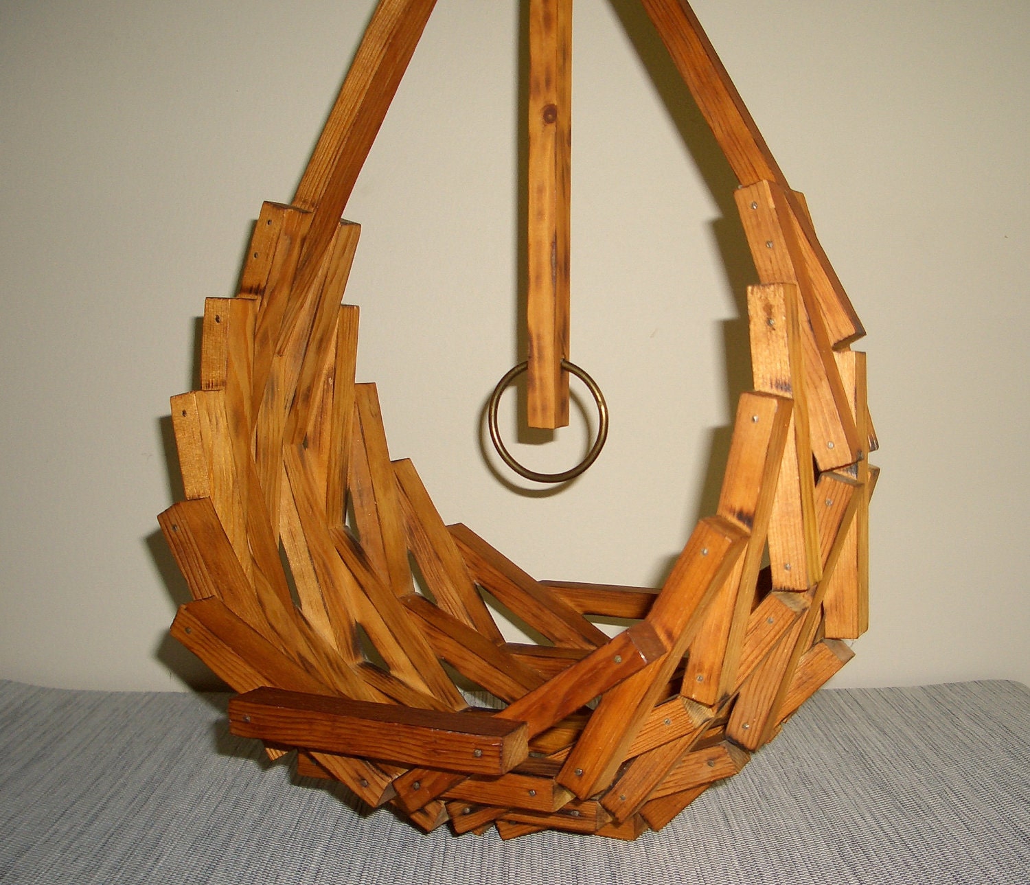 Mid Century Wooden Hanging Planter