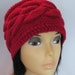 Hand Knitted Red Head Band with Beautiful Ornament