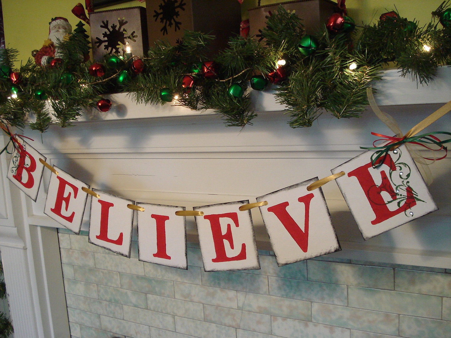 Believe banner CHRISTMAS Decorations Vintage Inspired
