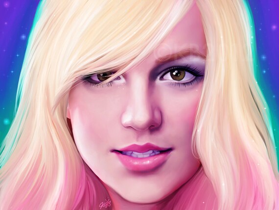 Items Similar To Britney Spears Colorful Art Print 16x20 On Etsy