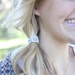 One Silver Rhinestone Square on Dove Elastic Hair Tie