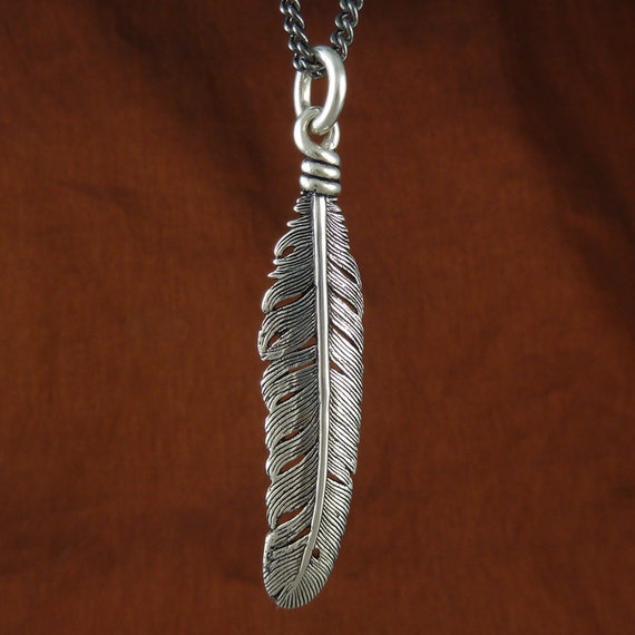 Feather Necklace Native American Feather Pendant in by LostApostle