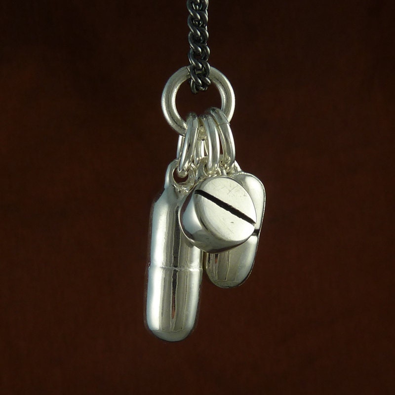 Pills Necklace Antique Silver Pill Pendant Necklace on