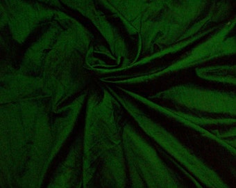 One yard emerald green dupioni silk blend