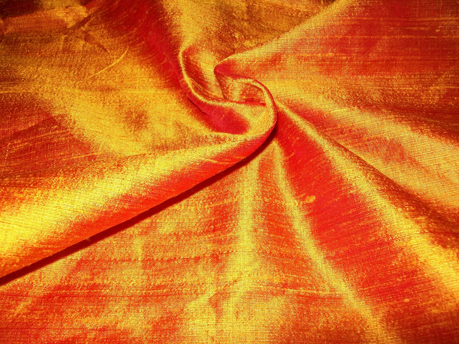 One yard 100 percent pure orange dupioni silk