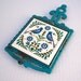 RESERVED FOR NAOMI Vintage turquoise iron trivet // Love Birds // Danish Modern