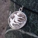 Birds wax seal style necklace swallows in flight, handmade from recycled silver