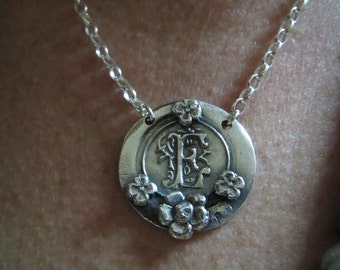 Fine silver 'Initial' wax seal necklace