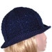 CLEARANCE SALE!! Crochet Hat in Navy Shimmer. Accessories Fedore, Spring, Summer, Winter Ladies, Bowler, Trilby style,