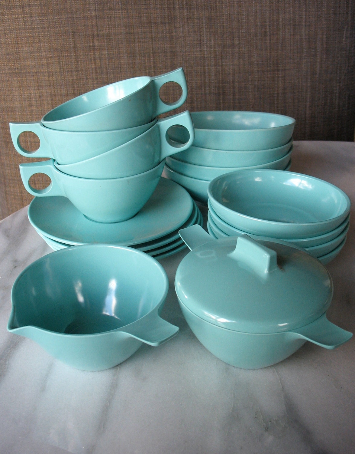 Turquoise Melmac Dinnerware Set Ovation by Westinghouse and