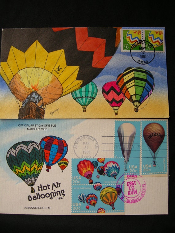 Two vintage Hot Air Balloon envelopes with Hot Air Balloon