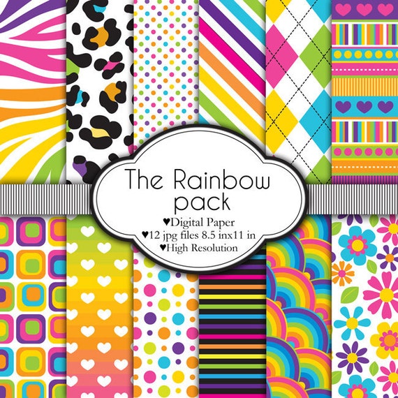 The Rainbow Pack - Digital paper set Il_570xn