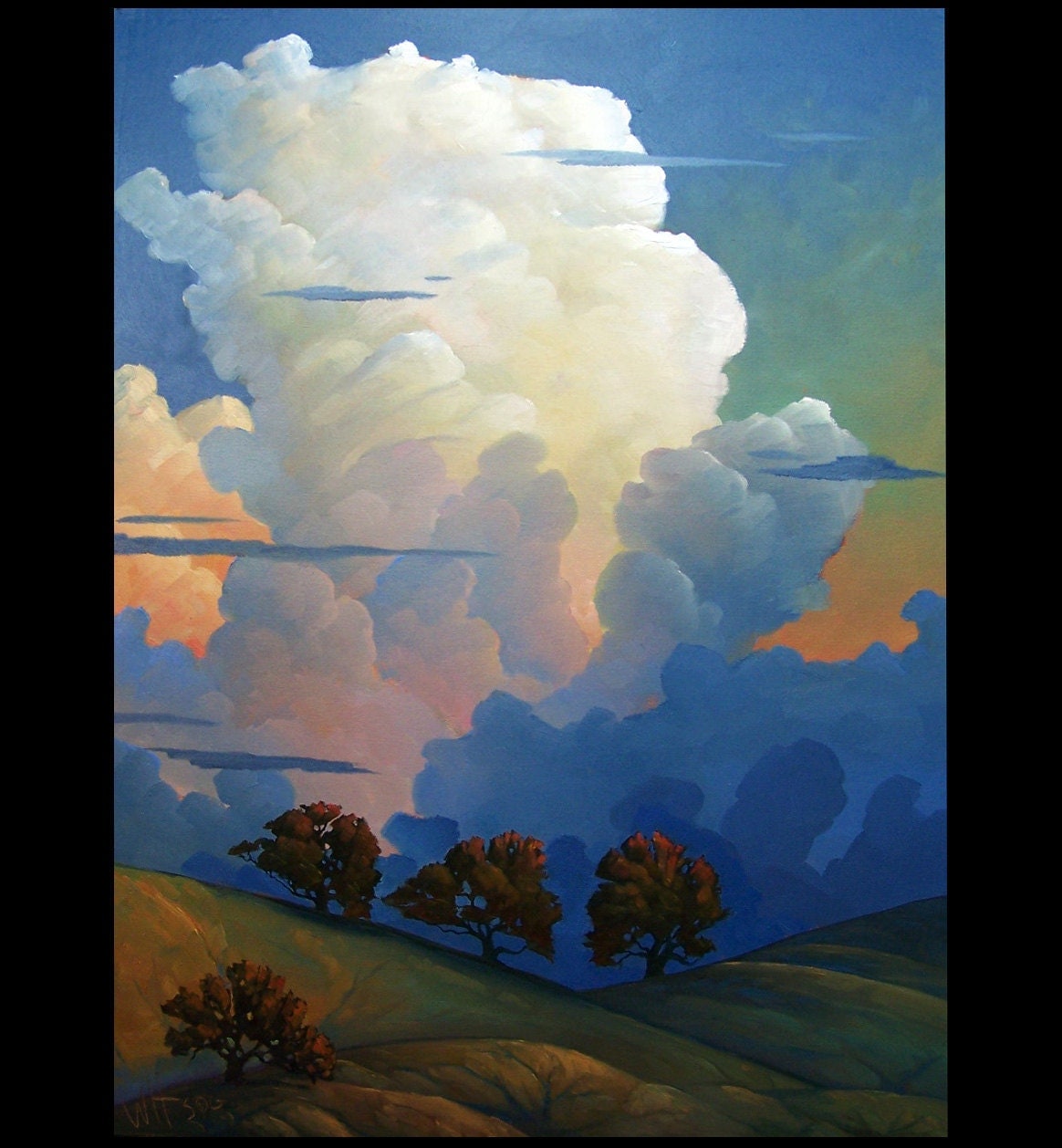 Impressionist Art Oil Landscape Glorious Clouds Parrish style