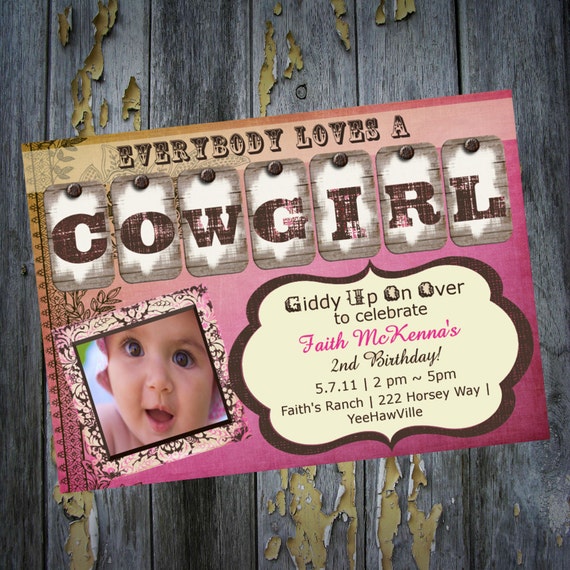 Cowgirl First Birthday Invitations 6