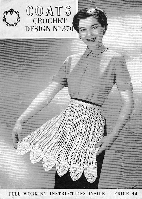 1940s Crochet Pattern APRON Pineapple Motif PDF Pattern T164