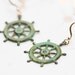 Patina Ship Wheel Earrings Pirate Ship Wheel Patina Earrings Nautical Earrings Verdigris Earrings - E123