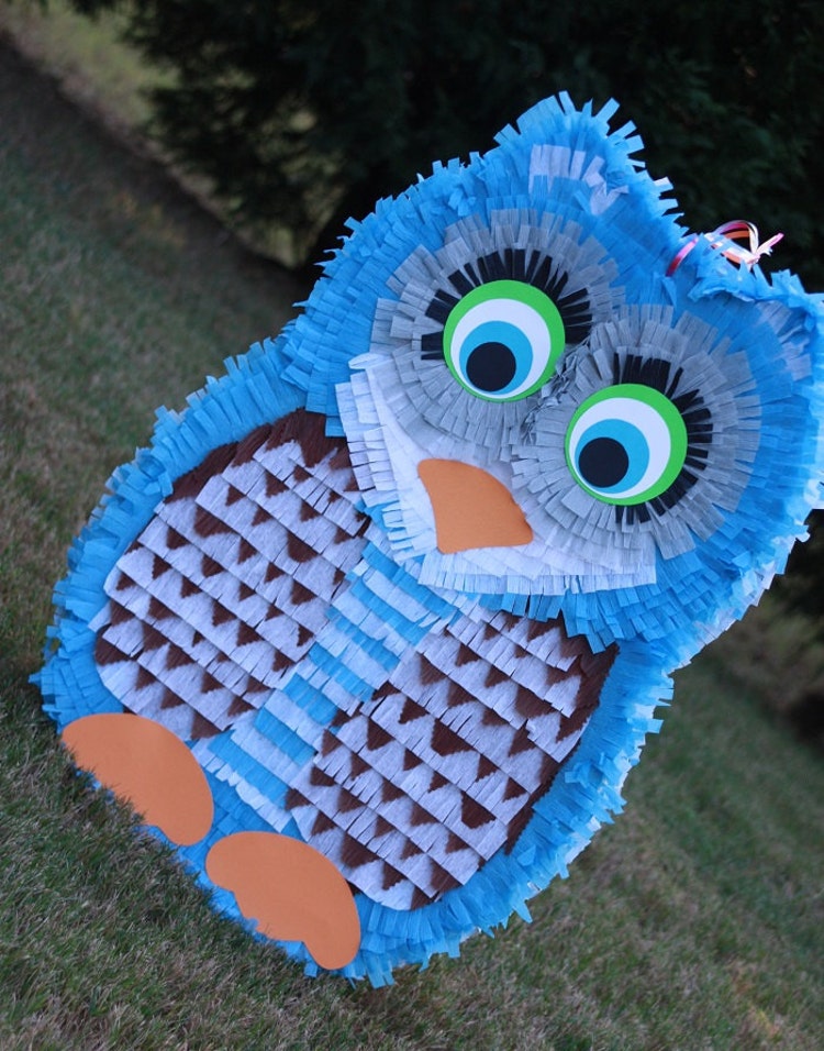 Owl Pinata Large Blue Owl Pinata By Abitaachie On Etsy