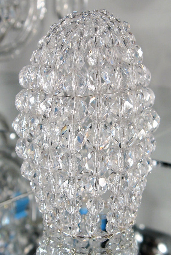 26 Gauge Wire >> Small Crystal Faceted Chandelier Beaded Bulb Cover by Atelier3059 26 Gauge Wire >> Small Crystal Faceted Chandelier Beaded Bulb Cover by Atelier3059