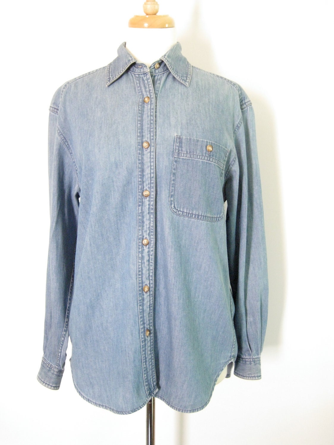 Denim Button Up Shirt. Size Small. 1990s Women's Jean