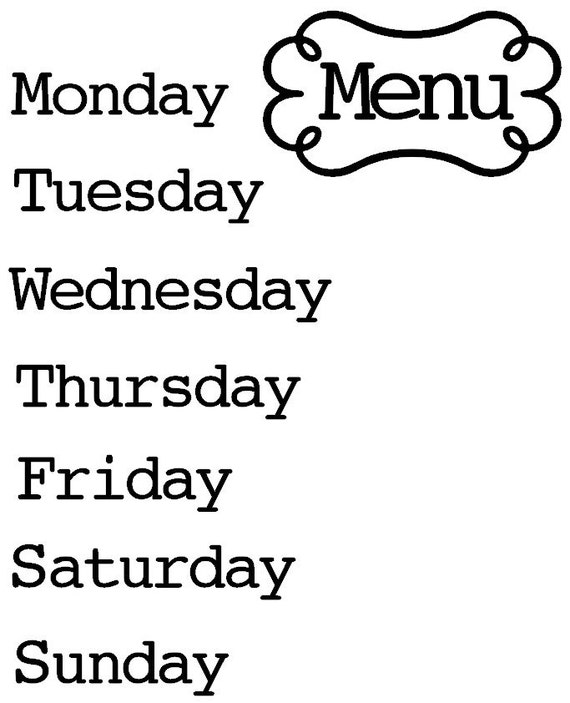 Menu & days of the week by Delightdesigns2 on Etsy