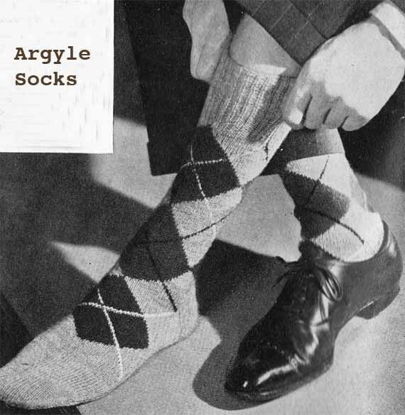 Items similar to 1940s MENS PLAID SOCKS Vintage Knit Pattern, Argyle Plaid So...