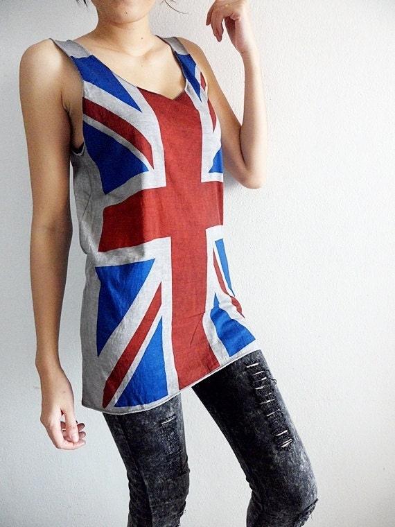 Items similar to Union Jack Tank Top T Shirts Women Punk Rock UK ...