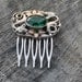 Vintage Hair Comb with Dragons and Green Stone