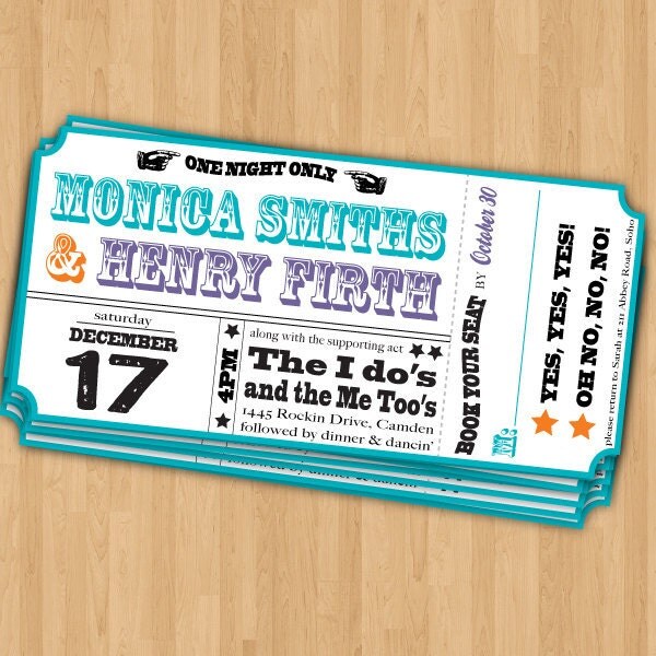 Music Ticket Wedding Invitations DIY Set printable