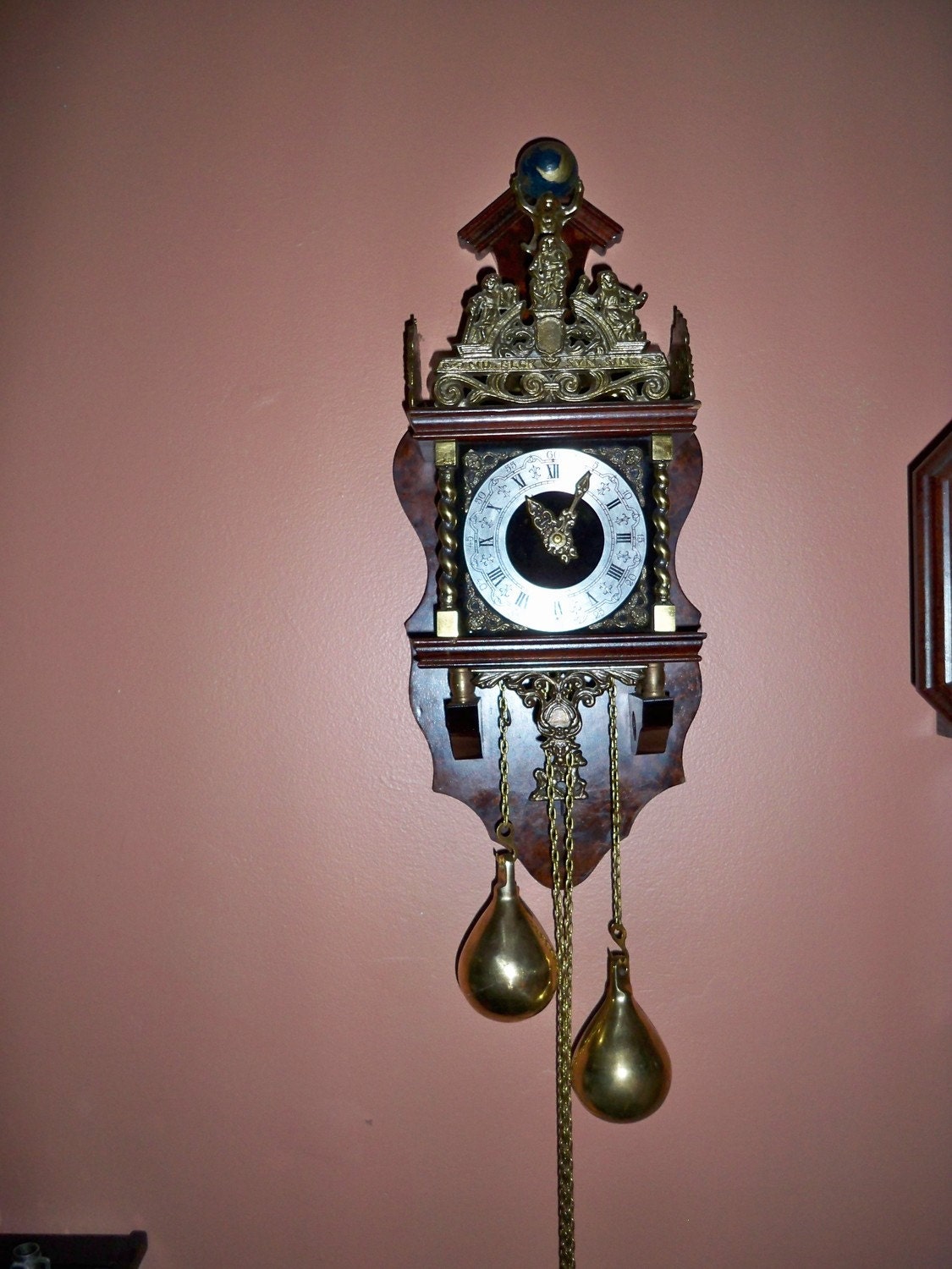 Beautiful Dutch Zaandam Pendulum Wall Clock From the 50's