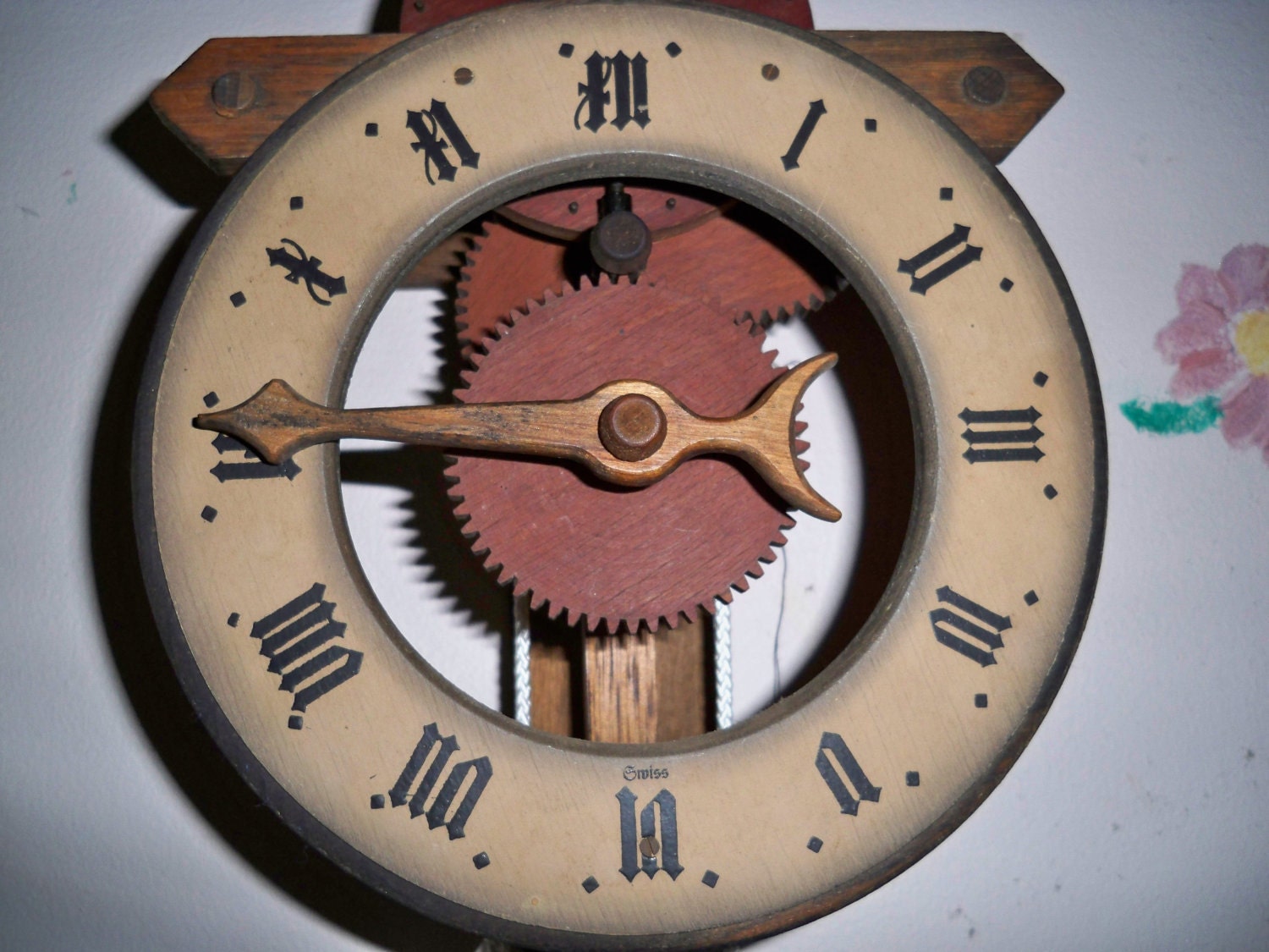 Nice Vintage Baumann Buco Weight Driven Wooden Geared Clock