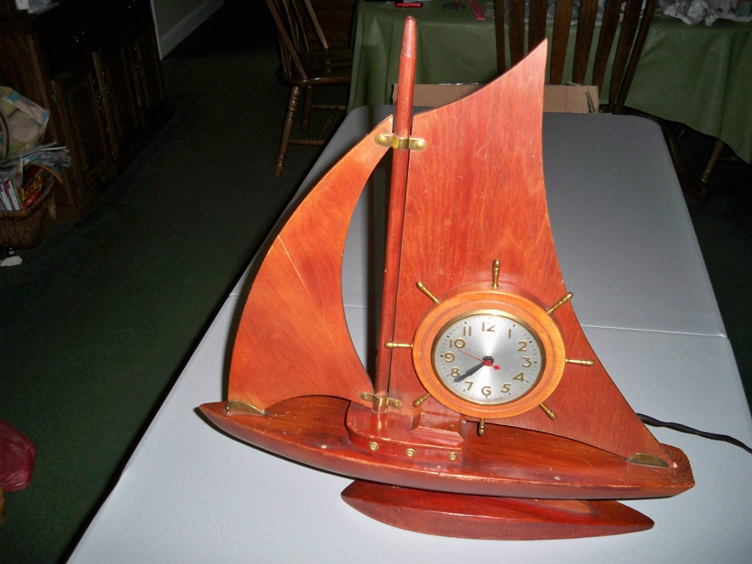 vintage wooden sailboat clock