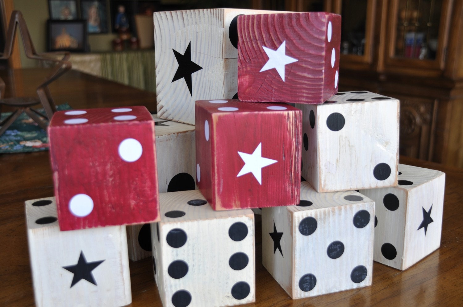 Large decorative dice set 5 1/2 x 5 1/2 and 3