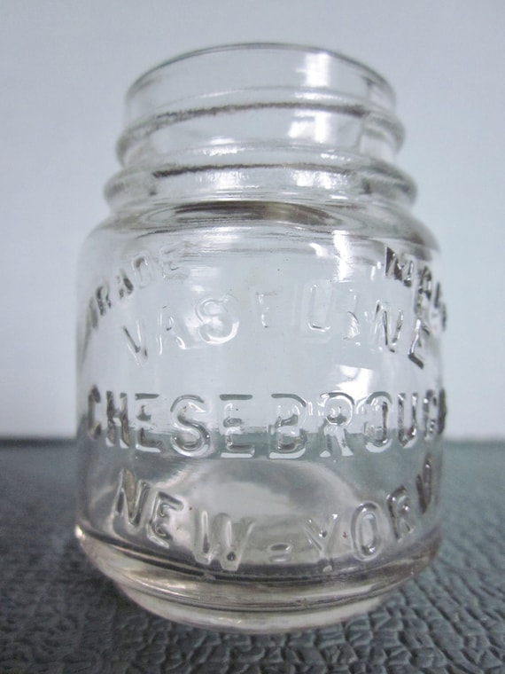 Vintage Vaseline jar clear glass 1920s embossed