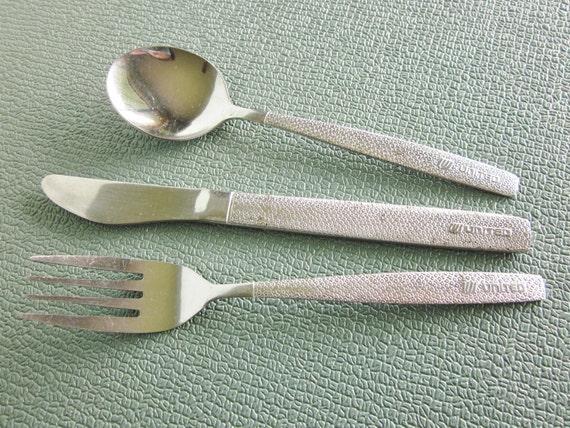 Vintage United Airlines flatware set knife spoon and fork