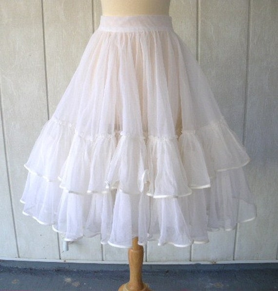 vintage white crinoline petticoat slip 60s double by catlady531