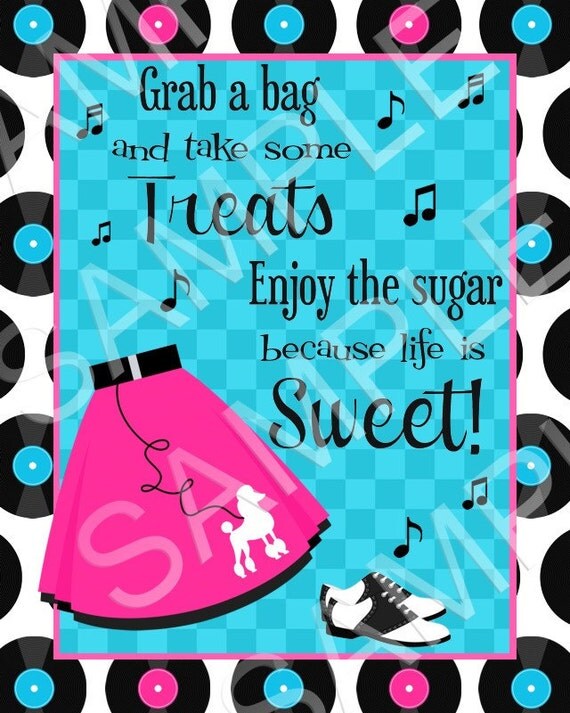 1950's Birthday Party Candy Buffet sign by creativelyexpressive