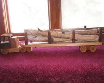 Children's Log truck - handcrafted wooden