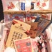Vintage Colored woven Wicker Sewing Basket and Contents