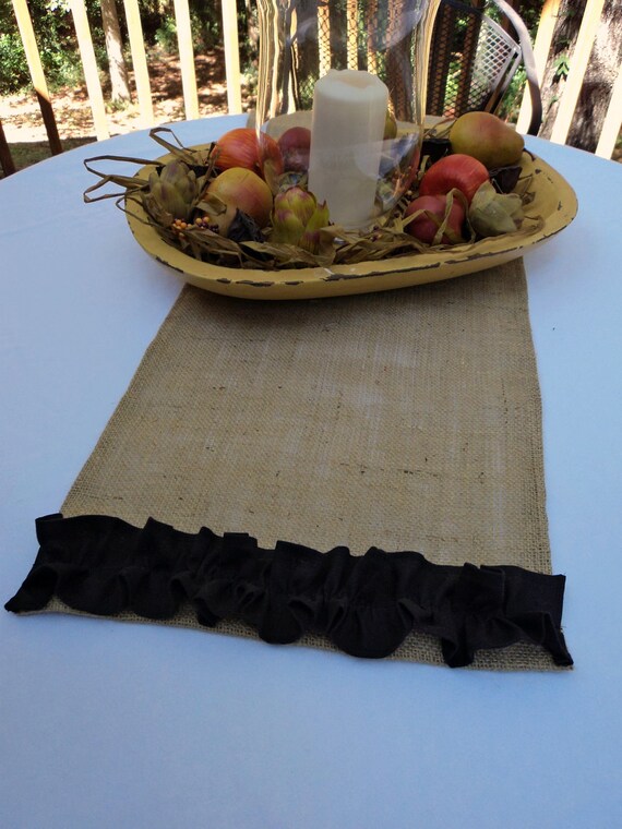 burlap Linen table size runner Runner Custom  Size Table and Available Ruffled Burlap