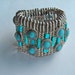 Safety pin and chalk turquoise stretch bracelet