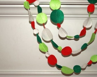SALE Felt Garland Christmas Red, Green and White Eco Friendly Felt