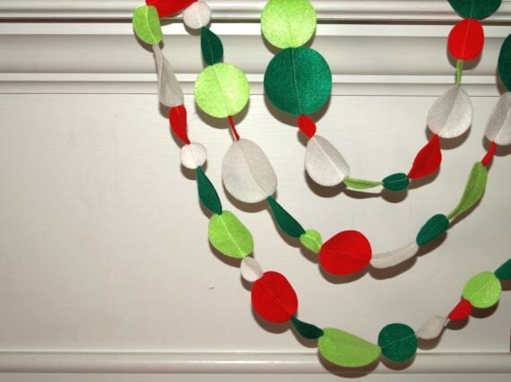 sale felt garland christmas red green and white eco sale felt garland christmas red green and white eco