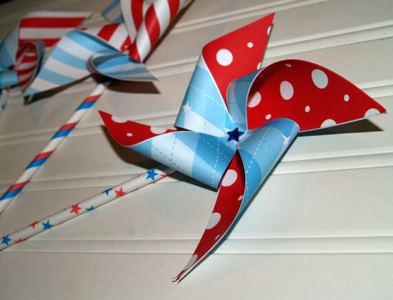 Big Top Red White And Blue Paper Pinwheels On Stars And