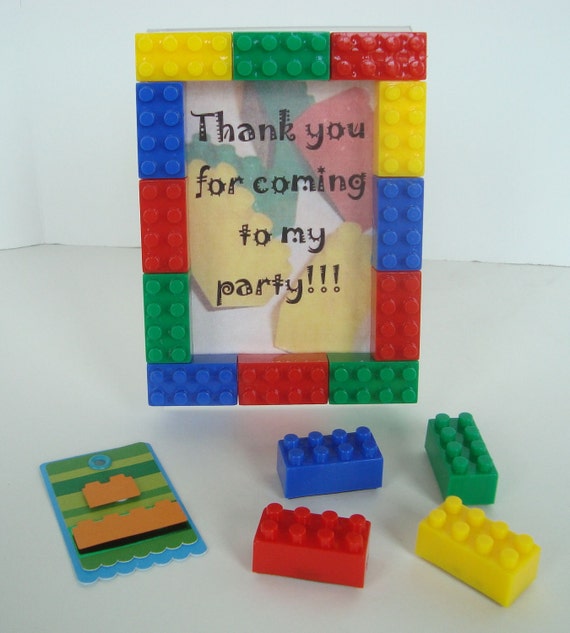 Items similar to Building block theme party favor treat bags set of (5 ...