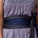 Blue Ink - Recycled Silk Tie Obi Corset Belt Grey Wrap