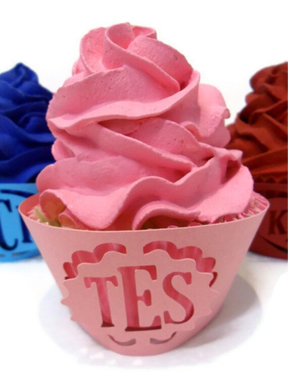 Monogram Cupcake Wrapper Scallop - set of 12 Il_570xn