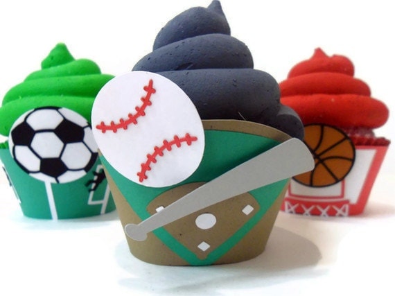 Baseball Cupcake Wrappers - Set of 12 Il_570xn