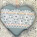 SACHET Lavender SILK HEART Baby Blue White Lace Pillow Vintage Silk